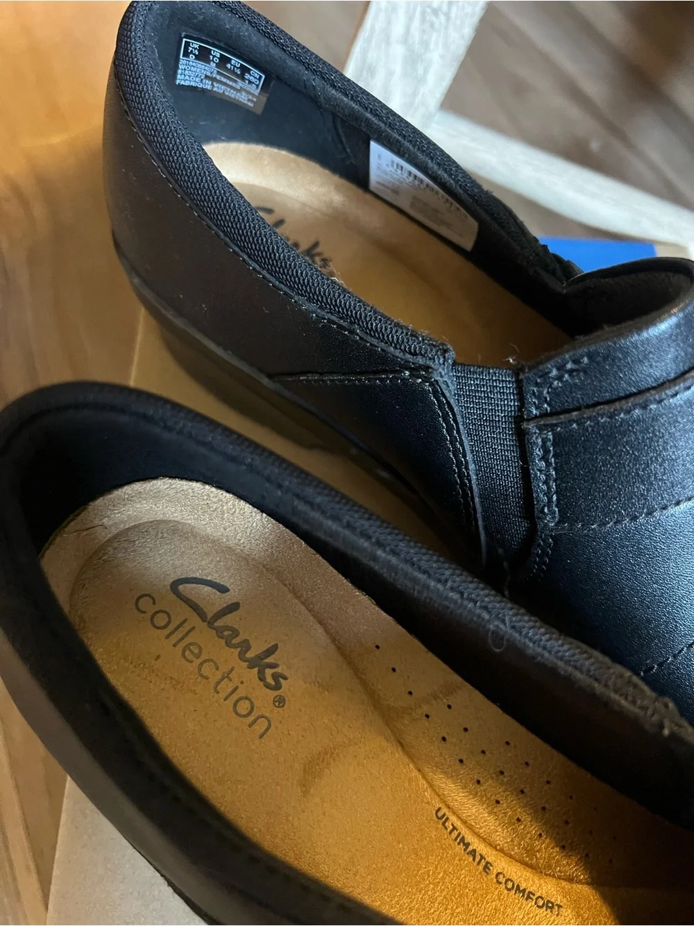 Clarks Women’s Black Slip-On Comfort Shoe Sz 10